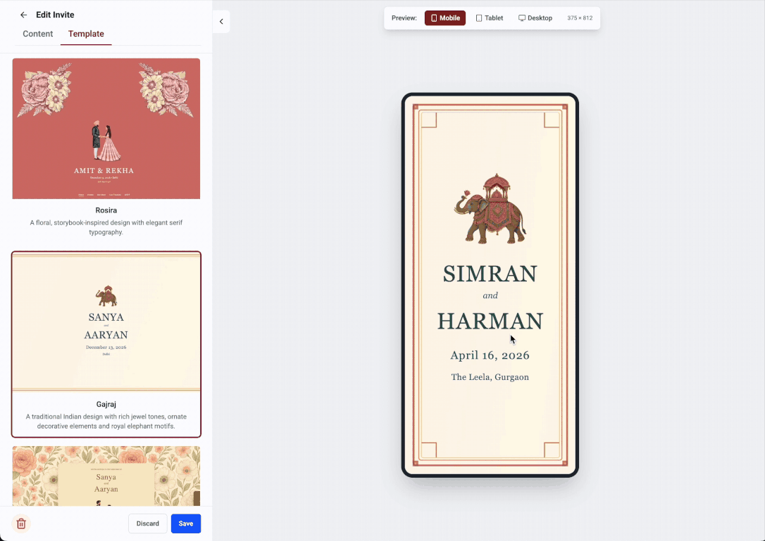 Quick and custom wedding invitation creation